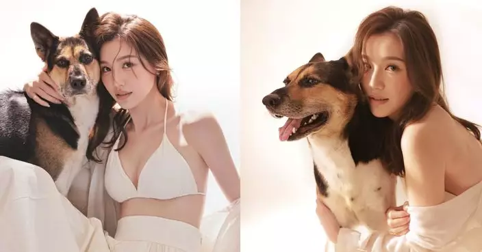 TVB小花鄧美欣晒性感寫真 愛犬「常威」眼神交戲獲讚專業