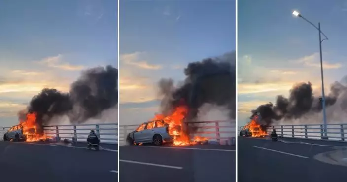 港珠澳大橋私家車自燃無人傷