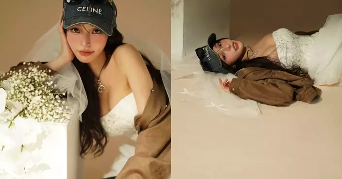 台灣啦啦隊女神林襄晒火辣婚紗照 深長事業線谷到上頸