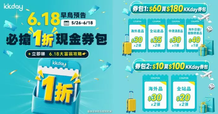 KKday破天荒推「低至1折」現金券大禮包　5.26早上10點開售即搶限時6天
