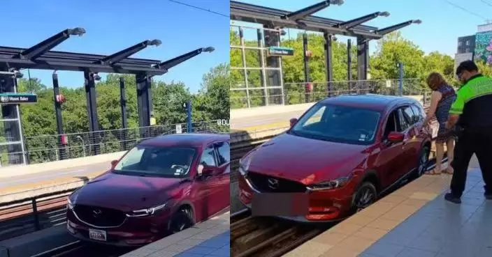 跟隨GPS導航誤闖輕軌 美7旬婦駕車沿軌道行400米致列車停運數小時