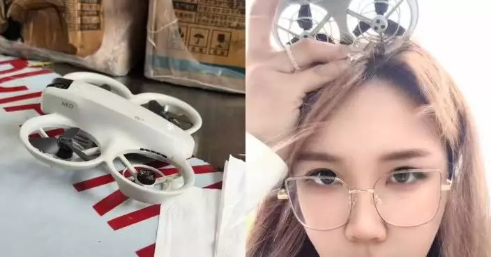 河北女景區遊玩遭無人機「擊中」纏住頭髮 消防3小時仍未能拆解無奈剪髪