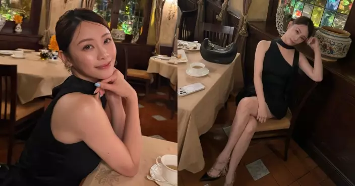 葉蒨文晒「男友視角」靚相 黑色短裙大晒美腿高貴又迷人