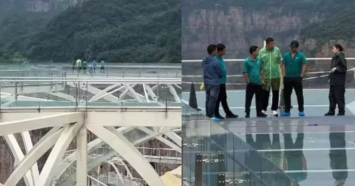 玻璃觀景台遭男童傘尖篤裂 河南景區急疏散遊客換玻璃