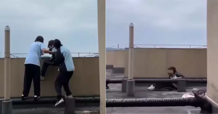 驚悚！內地兩女生天台抱同學懸空推向邊緣　教師及時喝止免悲劇