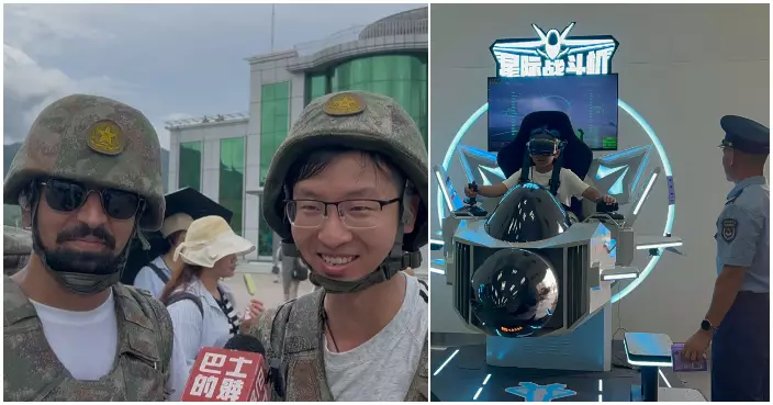 石崗軍營開放日市民摸重機槍大讚「睇到解放軍真水平」 外國友人開心體驗軍裝