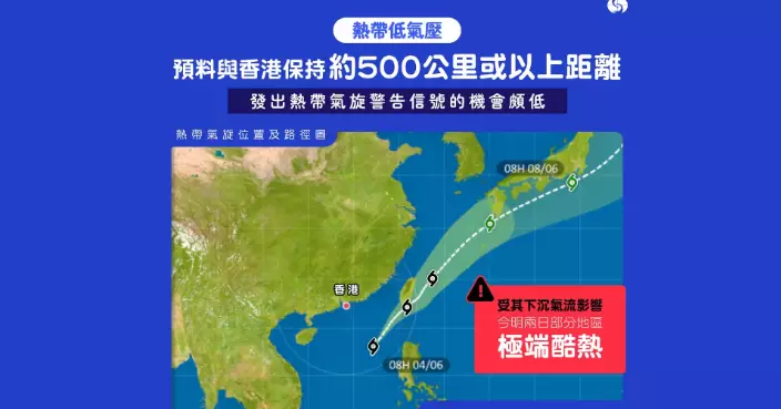 天氣 | 天文台：低壓區在本港800公里範圍增強為熱帶低氣壓　掛風球機會低