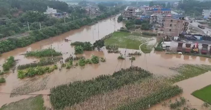 廣西暴雨致河堤決堤淹浸農田 當局疏散村民堵塞決口