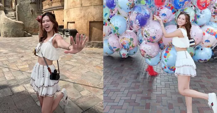 游嘉欣美國樂園大擺甫士 玩機動遊戲擺烏龍勁可愛