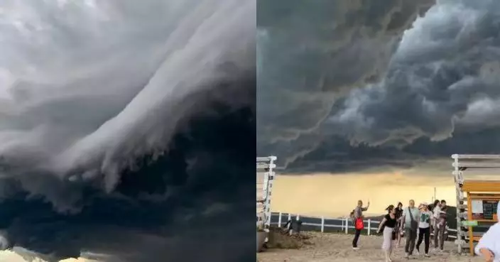 張家口現「末日黑雲」 弧狀雲壓境如巨浪翻滾 目擊者：感覺會被吞噬