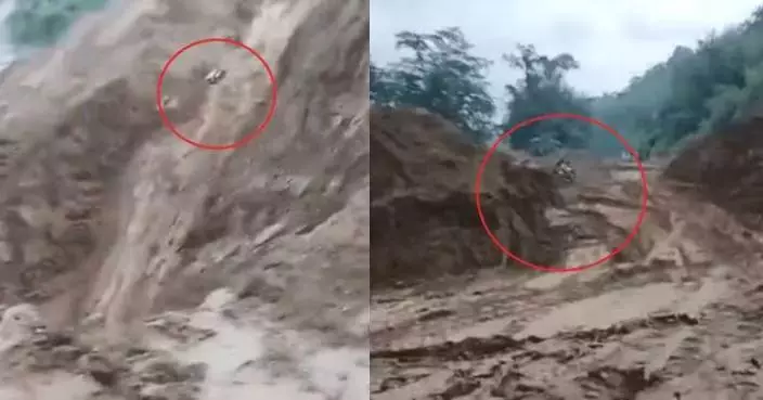 暴雨引發山泥傾瀉 印度騎士連人帶車遭泥石流捲走隨山體滑落自行爬出奇蹟生還