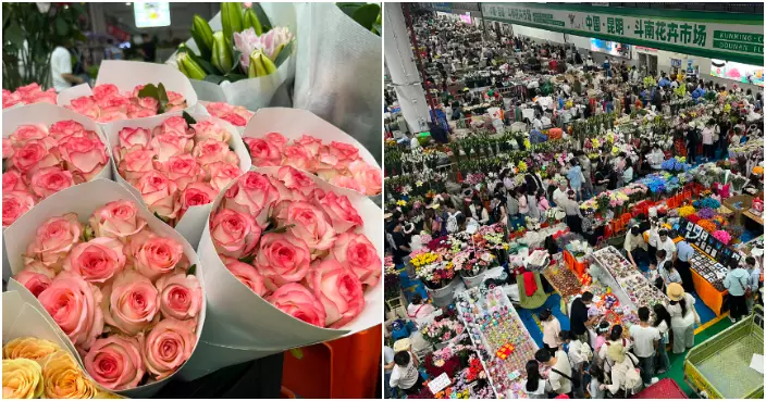 灣區媒體走進昆明「花都」 嘗鮮花餅、做花飾 鮮花拍賣如炒股 每月30萬枝直送香港
