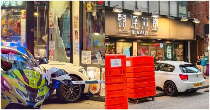 旺角毒品餐車避查失控剷行人路撞食肆　警拘司機及乘客檢毒品
