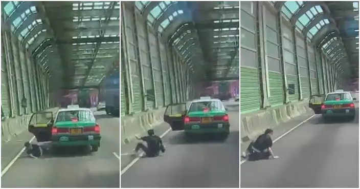 成龍式驚險一幕！的士男乘客突開門跌出車 小巴急扭軚險釀慘劇