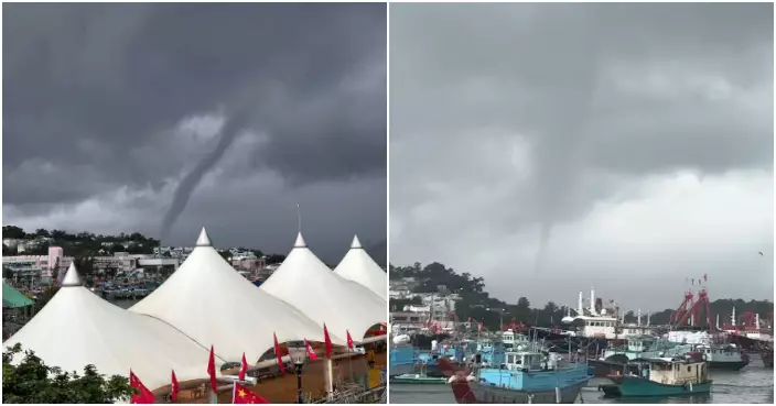 天氣 |  長洲疑現水龍捲  水柱由海面蜿蜒入雲端
