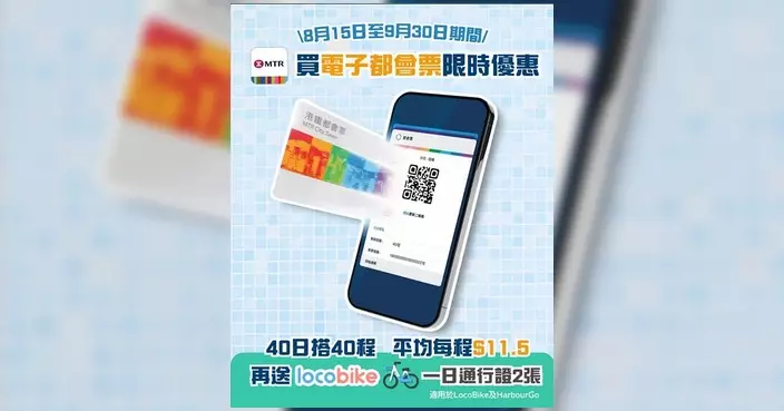 港鐵推限時優惠 買電子都會票送LocoBike通行證