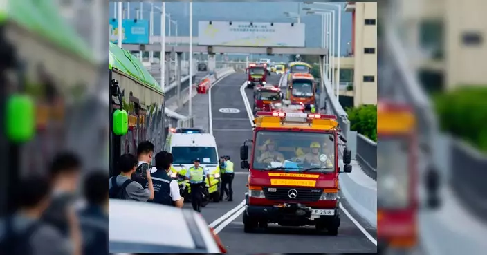 消防處參與新皇崗口岸跨部門演練 模擬恐襲及電動車起火救援