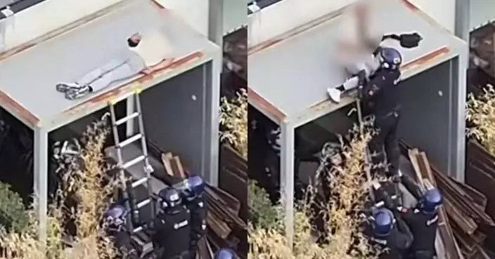 屋頂與警方對峙48小時累到瞓著 英通緝犯褲子被扯甩「光屁股」墜地落網