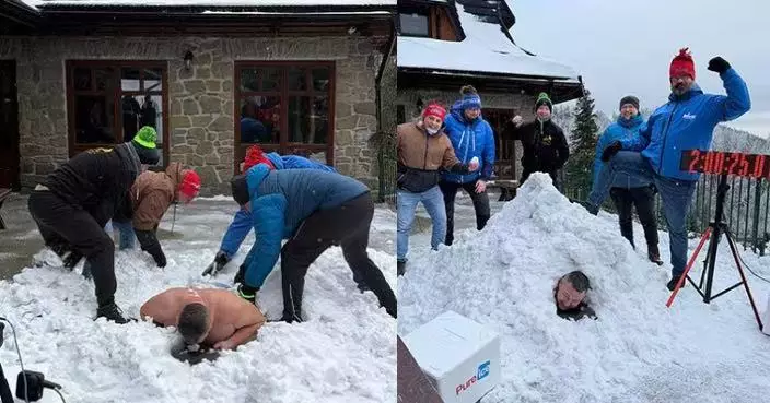 挑戰極寒耐力 波蘭男全身埋雪2小時12分刷新健力士世界紀錄