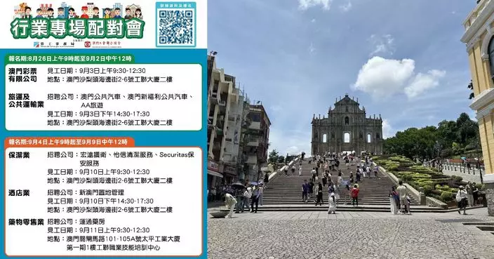 勞工局與工聯9月上旬舉辦五場行業專場配對會　提供近400個職缺