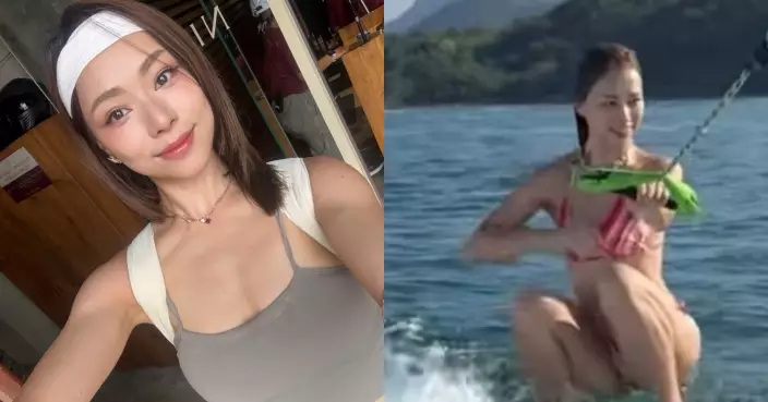 廖慧儀火辣三點式玩滑水！海浪突襲泳衣移位 驚險畫面曝光