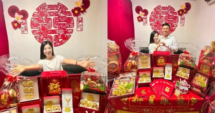 前TVB新聞主播袁沅玉過大禮晒豪華金器 塞滿全屋與未婚夫甜蜜放閃