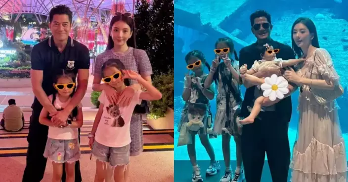 郭富城晒一家五口新加坡旅行合照 四個月大細女Cheryl罕有出鏡