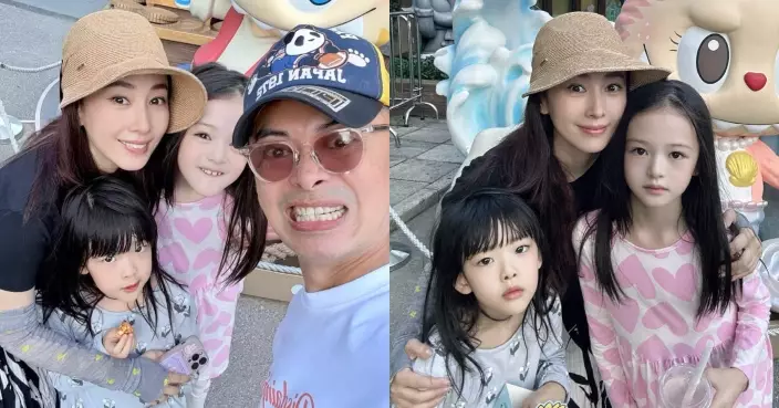 賈曉晨樊少皇一家四口遊主題樂園 兩女兒盡得媽媽優良基因越大越靚女