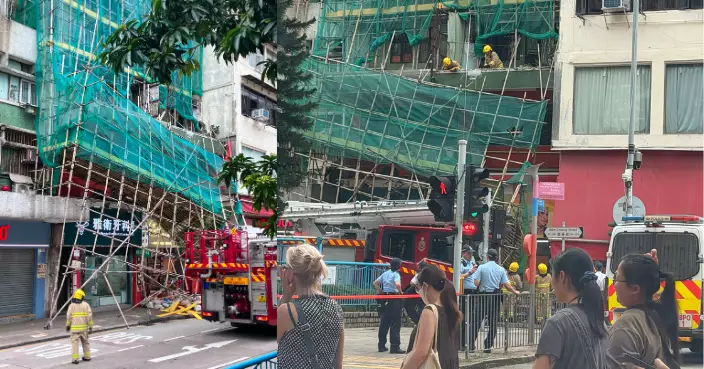 深水埗南昌街唐樓冧棚架 1人受傷送院現場交通受阻