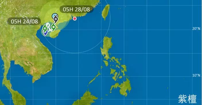 天氣 | 紫檀在北部灣一帶徘徊 本港周一大致多雲有幾陣驟雨