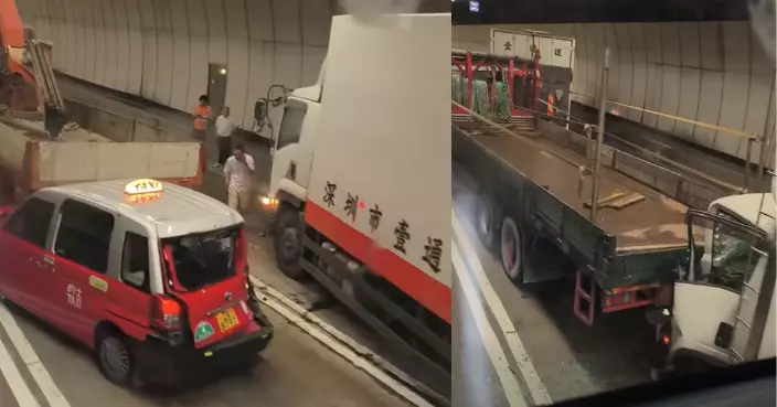 大欖隧道5車「串燒」 密斗貨車司機遭夾腳送院
