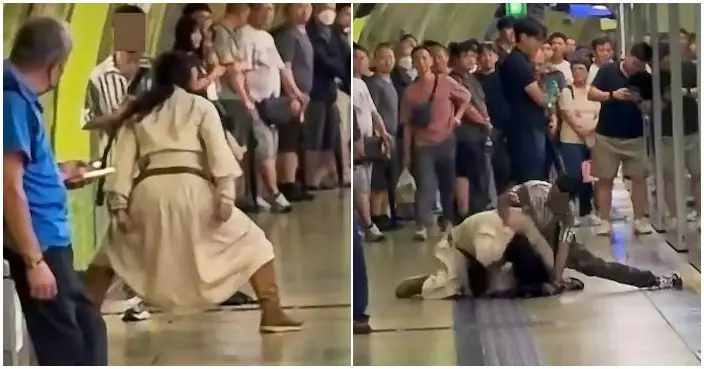 灣仔站上演真人MMA  蒙古服男挑釁遭南亞漢一招鎖頸制伏