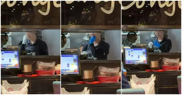 天水圍粥店員工戴手套撩牙片瘋傳 網民：諗起都反胃