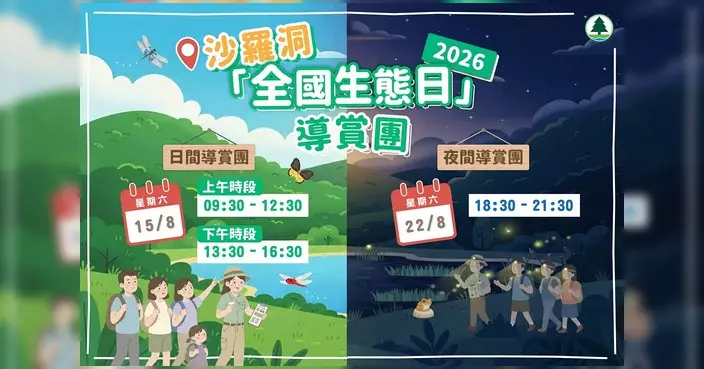 沙羅洞「全國生態日」導賞團8月登場 日間夜間探索生態寶庫