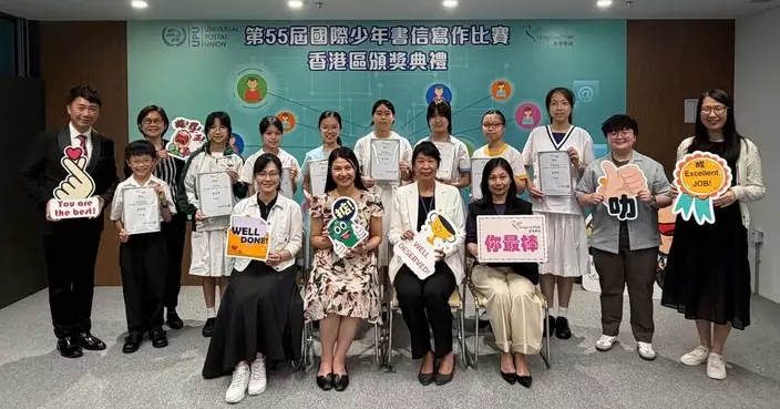 國際少年書信寫作比賽頒獎 瑪利諾修院廖恩庭奪香港區冠軍