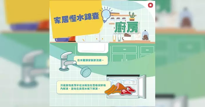 房委會分享廚房慳水錦囊 籲由日常小習慣做起