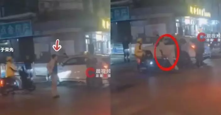 送餐途中遇醉漢持刀傷人 青海外賣員英勇騎車撞倒對方 途人上前協助制服