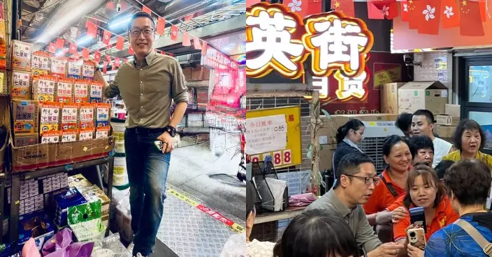 衍生集團馬浚偉首訪沙頭角引哄動 親身落區了解前線市場兼收銀 計劃再辦直播與街坊互動