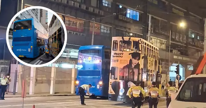 石塘咀電車出軌 撞燈柱擊中巴士1人傷