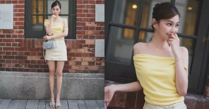 郭柏妍大館影靚相晒青春小性感 淡黃off-shoulder＋米白短裙極養眼