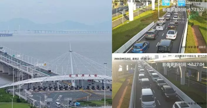 中秋假期結束港珠澳大橋回港大塞車 車龍500米候檢需時40分鐘