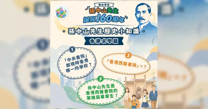 民青局辦孫中山誕辰160周年親子問答比賽 勝出可獲3,000元禮券及內地考察團