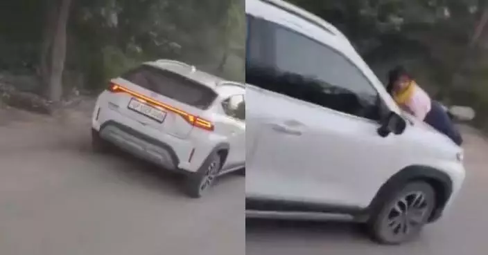 當街撞破丈夫姦情 印度人妻伏車引擎蓋阻離開 被載行近百米呼救連連