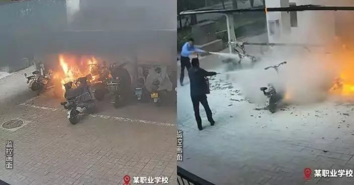 河南校園二手電動單車充電突起火 不足10分鐘連燒13輛車 幸無人傷