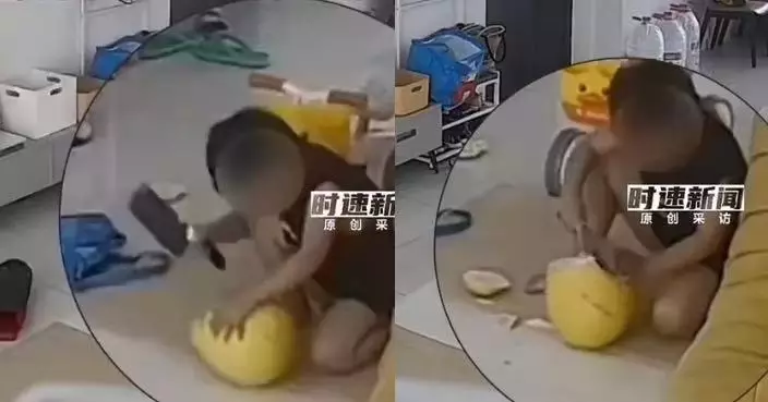 睇家中監控驚見3歲兒拿菜刀砍柚子 惠州媽嚇壞急駕車返家阻止