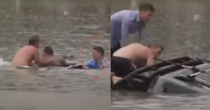 澳洲暴雨釀驚險事故 四驅車遭洪水吞沒 記者與途人冒險救出受困司機