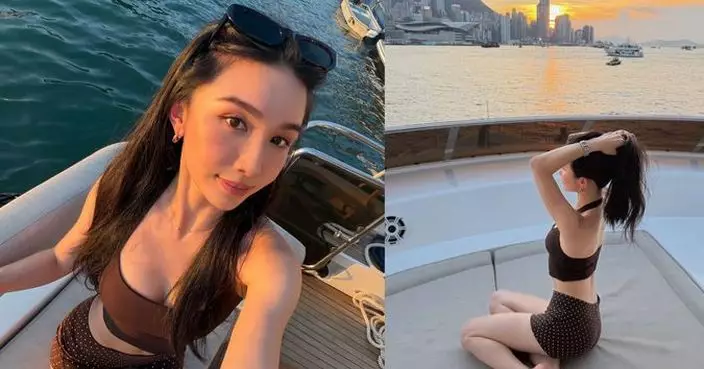 關楓馨遊艇出海派福利 黃昏夕陽下晒健康性感