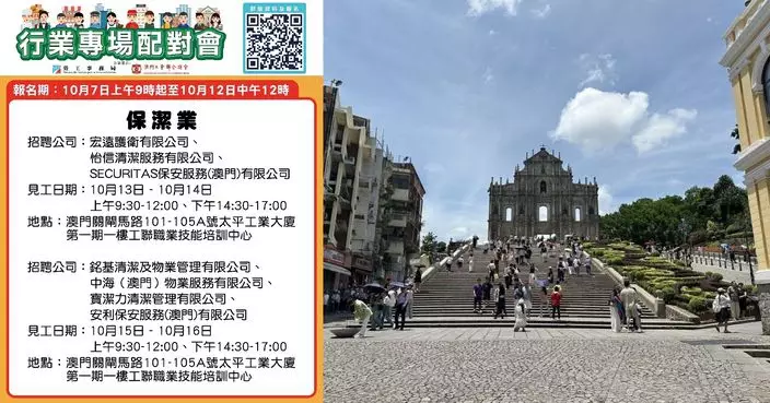 勞工局與工聯10月中旬舉辦保潔業專場配對會　 提供逾500個職缺