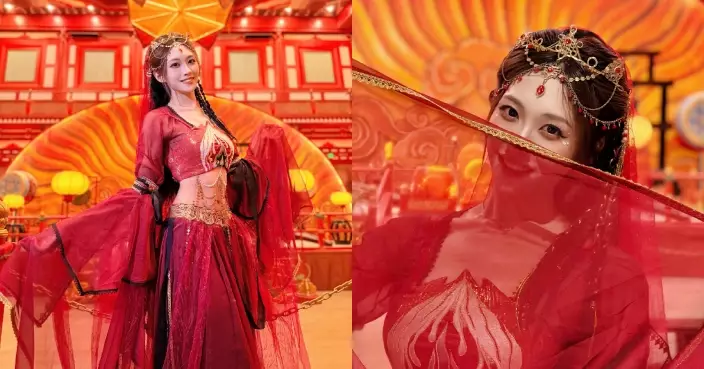 前J2女神梁凱晴西安拍旅遊節目 化身西域使臣晒小蠻腰 薄紗半遮面盡顯神秘感