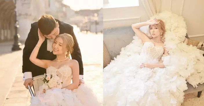 譚嘉儀威尼斯拍婚照晒身材 低胸婚紗配鳳尾船浪漫爆燈